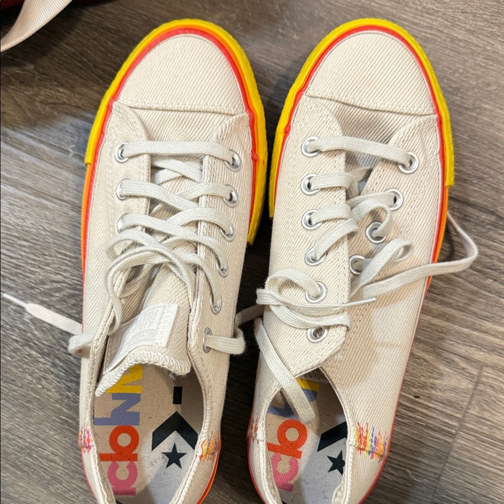 Converse White Sneakers with Rainbow Sole - Picture 6 of 6